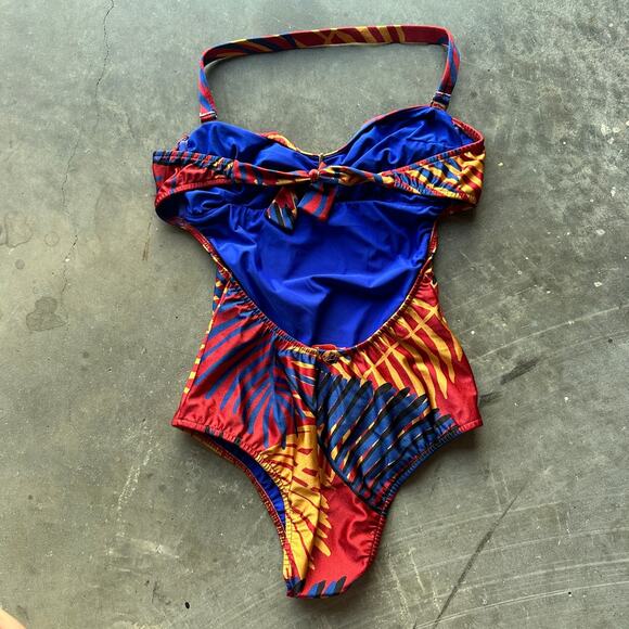 Salinas One Piece Swimsuit Women's S Tropical Multi Color Halter Bathing Suit - Picture 3 of 8